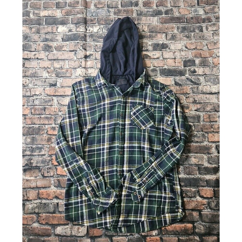 Nomad Hooded Flannel Button Front Shirt Jacket Size XL Plaid